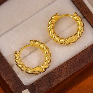 Gold-plated Twisted Hoop Earrings